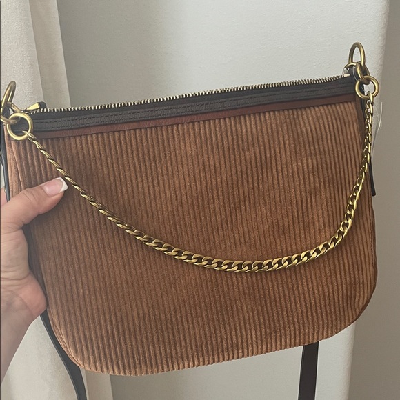 NWT fossil brown suede Jolie bag ribbed nubuck suede - Picture 1 of 5